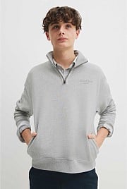 Teen Recycled Cotton Blend Modern Logo Half Zip Sweat