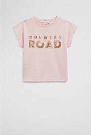 Organically Grown Cotton Sequin Logo T-Shirt