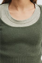 Organically Grown Cotton Blend Scoop Neck Knit