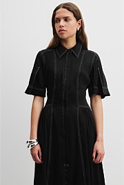 Organically Grown Linen Blend Cinched Shirt Dress