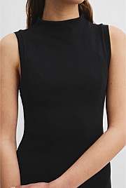 Australian Cotton Blend Mock Neck Rib Dress