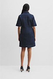 Half Placket Denim Dress