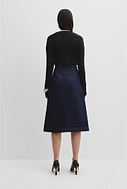 Denim Split Front Skirt