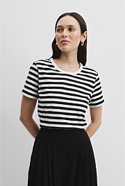 Australian Cotton Stripe Short Sleeve Cotton Slub T-Shirt