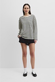 Australian Cotton Stripe Long Sleeve Relaxed T-Shirt