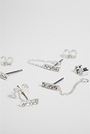 Crystal Bar Stud Earring Pack