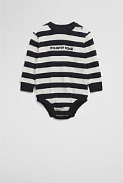 Organically Grown Cotton Waffle Logo Long Sleeve Bodysuit