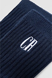 Organically Grown Cotton Blend Ribbed Quarter Crew Sock