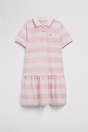 Organically Grown Cotton Stripe Polo T-Shirt Dress