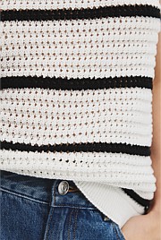 Organically Grown Cotton Stripe Crochet Knit Tank