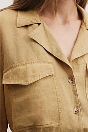 Organically Grown Linen Pocket Detail Shirt