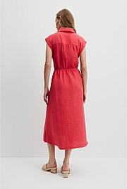 Organically Grown Linen Cinched Midi Dress