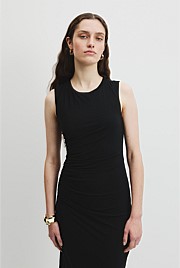 Mesh Gathered Tank Dress