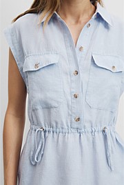 Organically Grown Linen Cinched Midi Dress