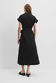 Organically Grown Linen Tuck Detail Midi Dress