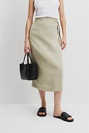 Organically Grown Linen Wrap Midi Skirt