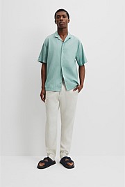 Australian Cotton Short Sleeve Revere Jacquard Shirt