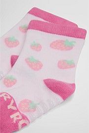 Organically Grown Cotton Blend Strawberry Sock