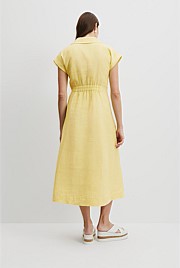 Organically Grown Linen Tuck Detail Midi Dress