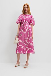 Print Organza Midi Dress