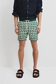 Recycled Polyester Blend Geometric Print Swim Short