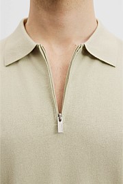 Cotton Silk Zip Knit Polo