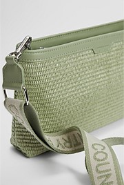 Branded Raffia Crossbody Bag