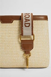 Branded Raffia Crossbody Bag