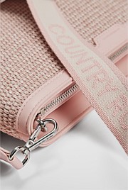 Branded Raffia Crossbody Bag