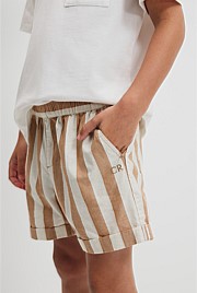 Organically Grown Cotton Blend Stripe Pull-On Short