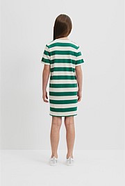 Recycled Polyester Blend Logo Stripe Dress