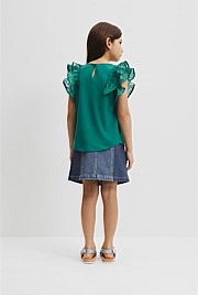 Organically Grown Cotton Frill Sleeve T-Shirt