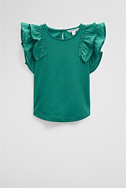 Organically Grown Cotton Frill Sleeve T-Shirt