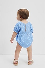 Organically Grown Cotton Short Sleeve Gathered Romper