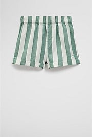 Organically Grown Cotton Blend Stripe Pull-On Short