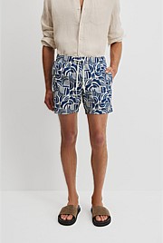 Recycled Polyester Blend Abstract Print Swim Short