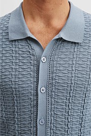 Cotton Silk Textured Knit Shirt