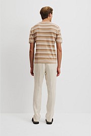 Linen Blend Stretch Knit T-Shirt