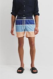 Recycled Polyester Blend Stripe Print Swim Short