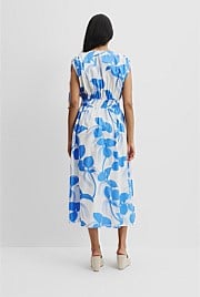 Print Waisted Midi Dress