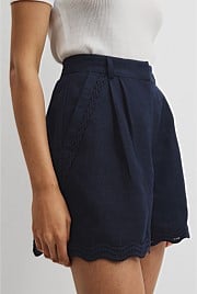 Organically Grown Linen Scallop Trim Short