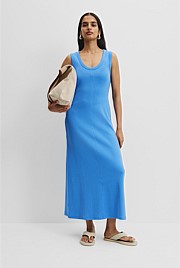 Australian Cotton Blend Rib Scoop Dress