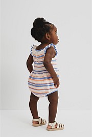 Organically Grown Cotton Stripe Knit Romper