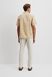 Organically Grown Linen Short Sleeve Linear Print Shirt