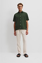 Relaxed Fit Good Earth Cotton Short Sleeve Oxford Shirt