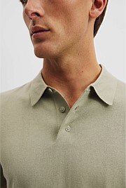 Cotton Silk Button Knit Polo