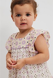 Organically Grown Cotton Geometric Splice Romper