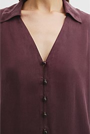 Cupro Button Front Top