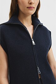 Organically Grown Cotton Knit Bomber Vest