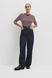 Australian Cotton Stripe Crop Rib T-Shirt